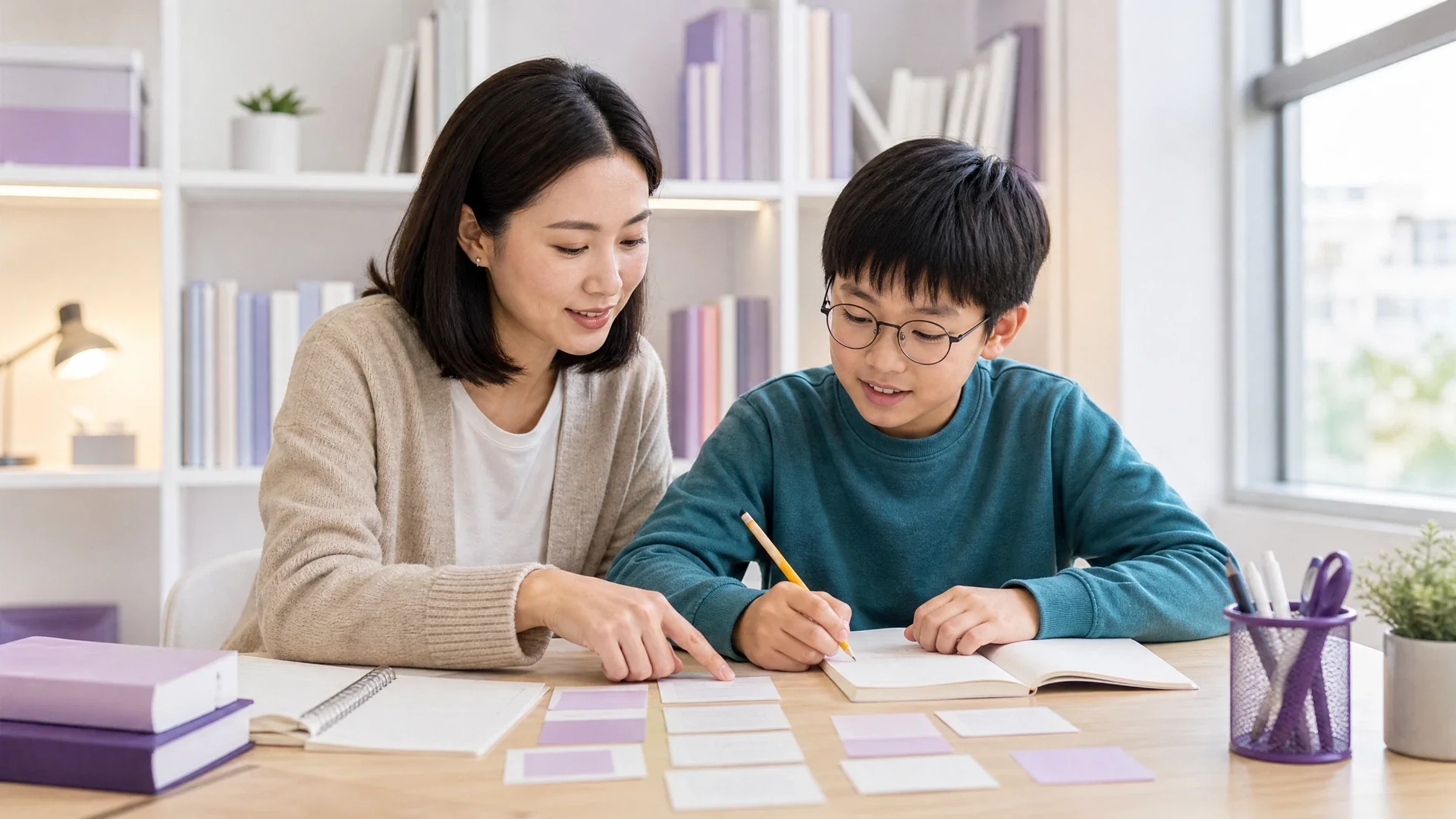 導師以學習卡引導高小學生整理理解重點